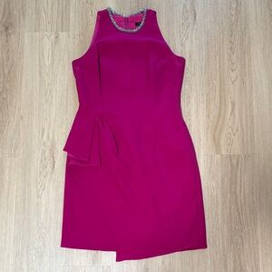 Carmen Marc Valvo cocktail wedding guest dress jewel collar size 8